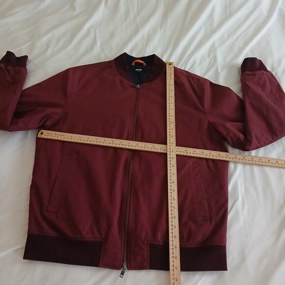 Jack Spade Men’s Bomber Jacket Large Burgundy Full Zip Ribbed Cuffs Casual Coat - Picture 16 of 16